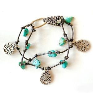 Lucky You! Turquoise, Silver & Leather Bracelet